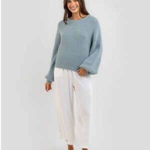 NEW Rhythm Women’s Somerset Knit Sweater Sky Blue Wool Blend Size XL‎